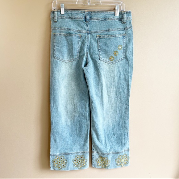 Vintage Y2K cropped Jeans Size 9 Beaded Embellished Deadstock 2000s NWT - Picture 6 of 9